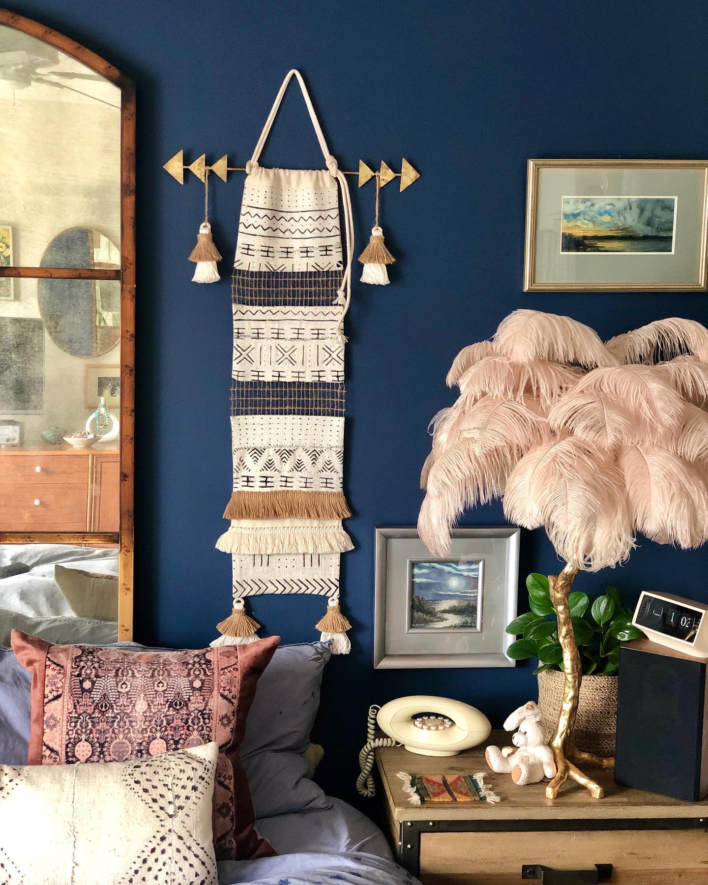 Ostrich Feather Table Lamp