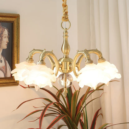 Curved Rod Floral Chandelier