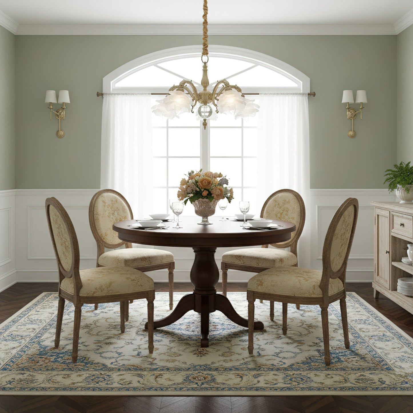 Curved Rod Floral Chandelier