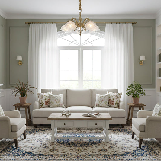 Curved Rod Floral Chandelier