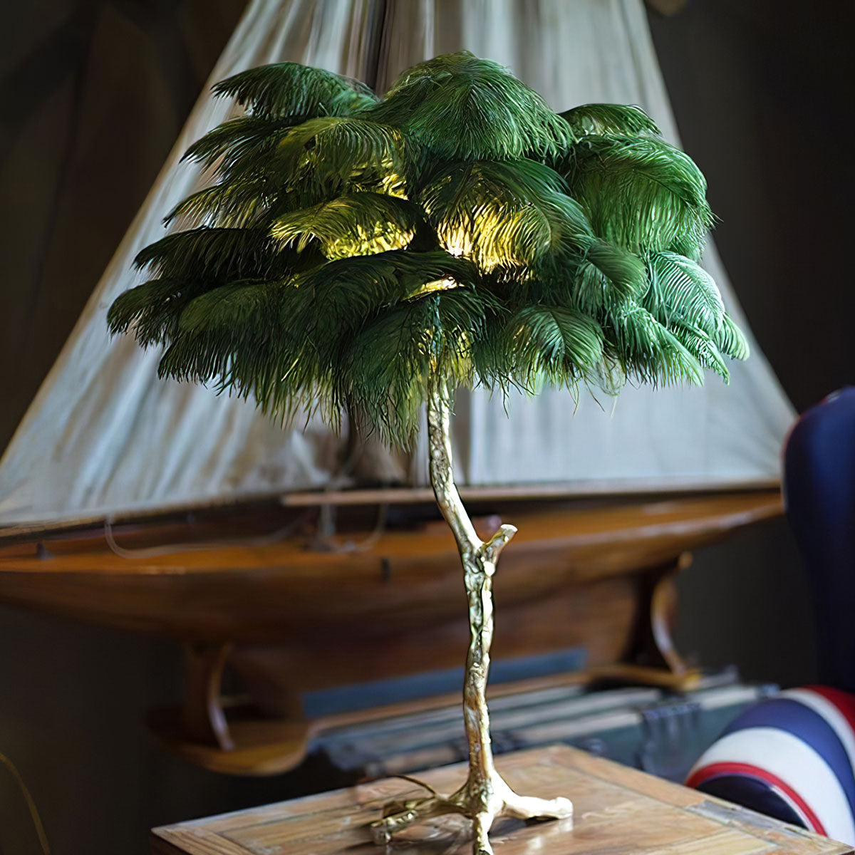Ostrich Feather Table Lamp