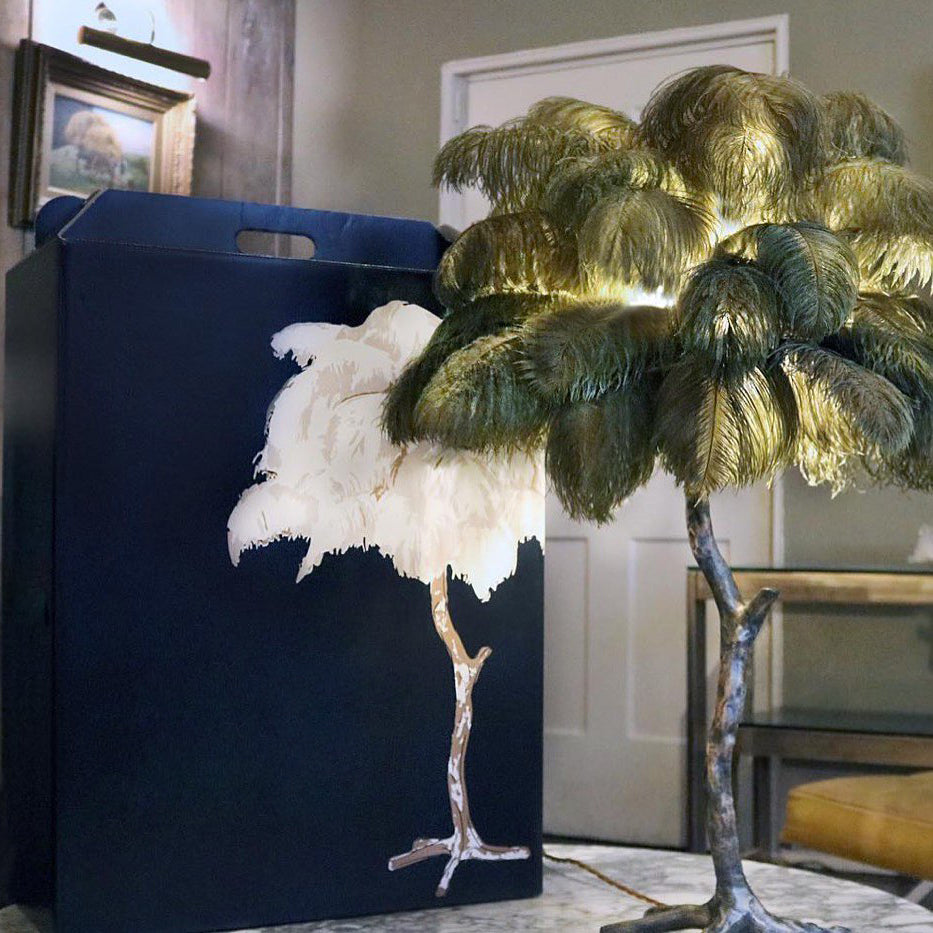 Ostrich Feather Table Lamp