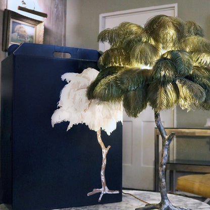 Ostrich Feather Table Lamp