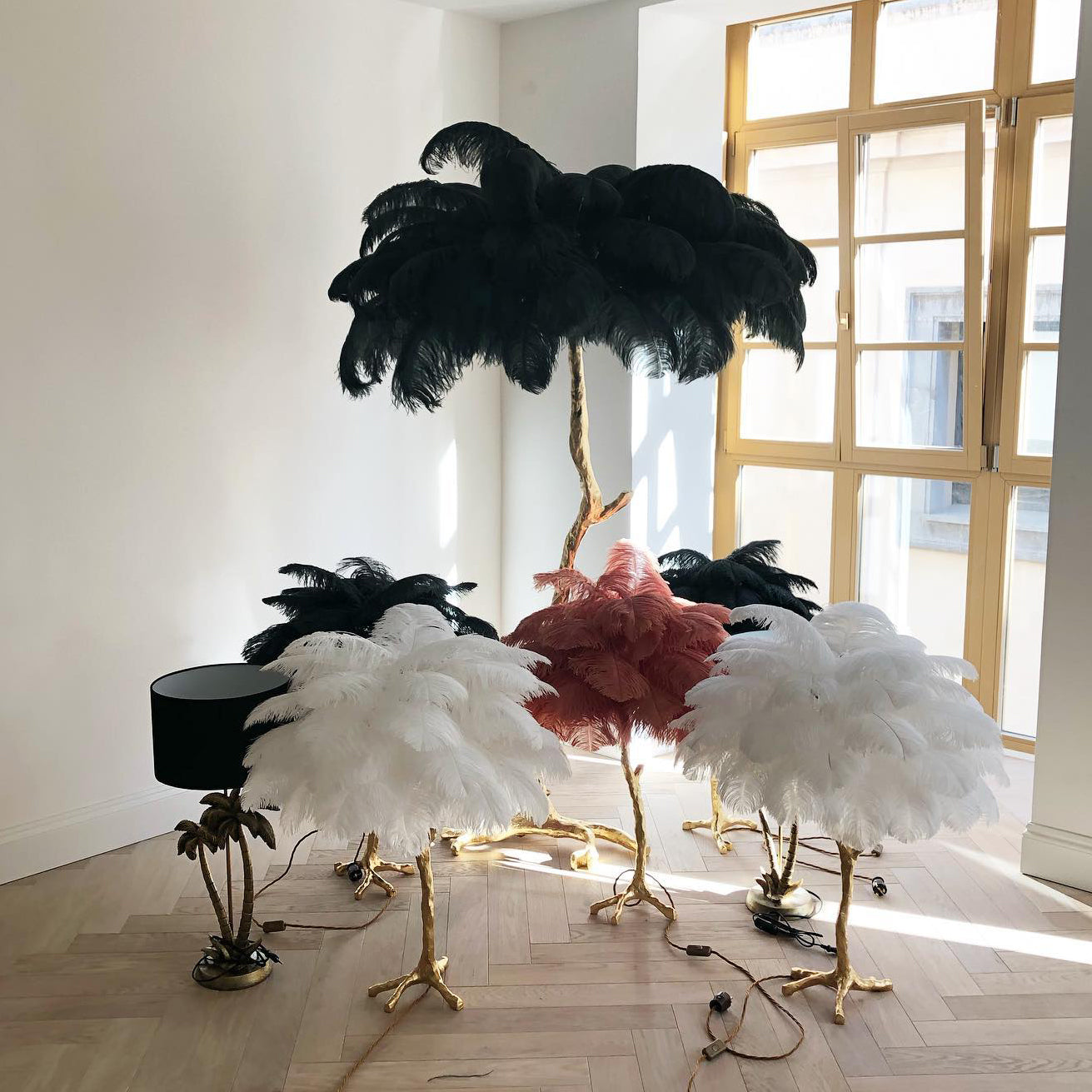 Ostrich Feather Table Lamp