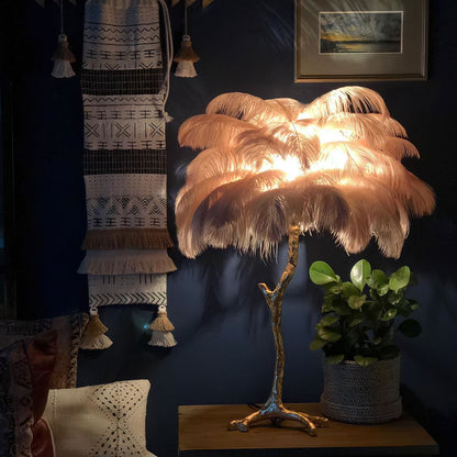 Ostrich Feather Table Lamp
