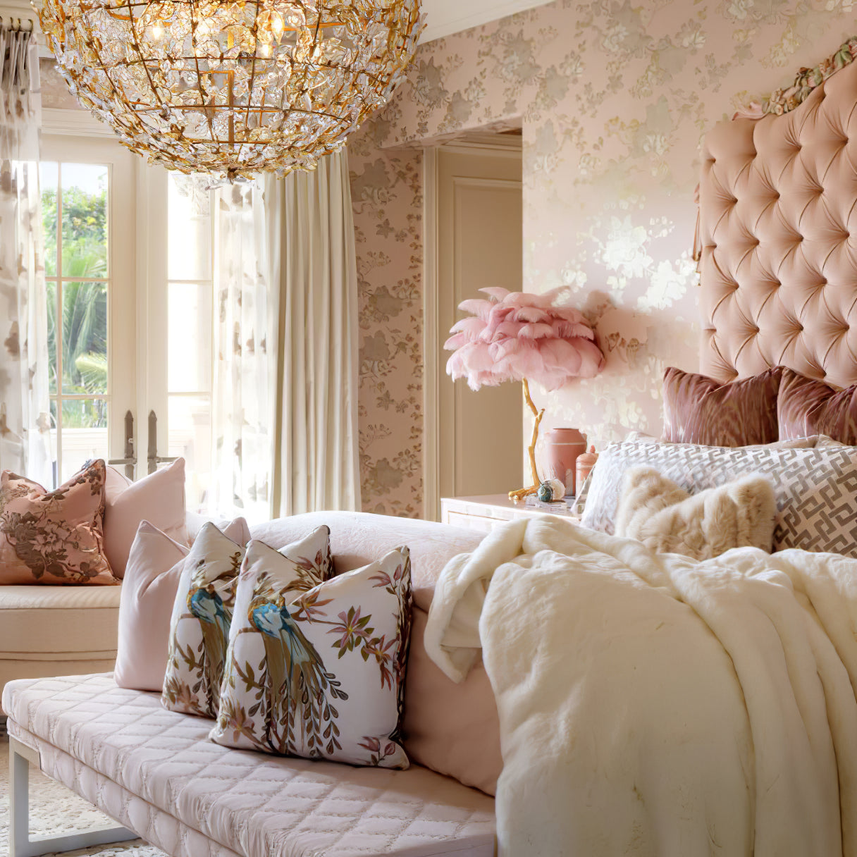 Ostrich Feather Table Lamp