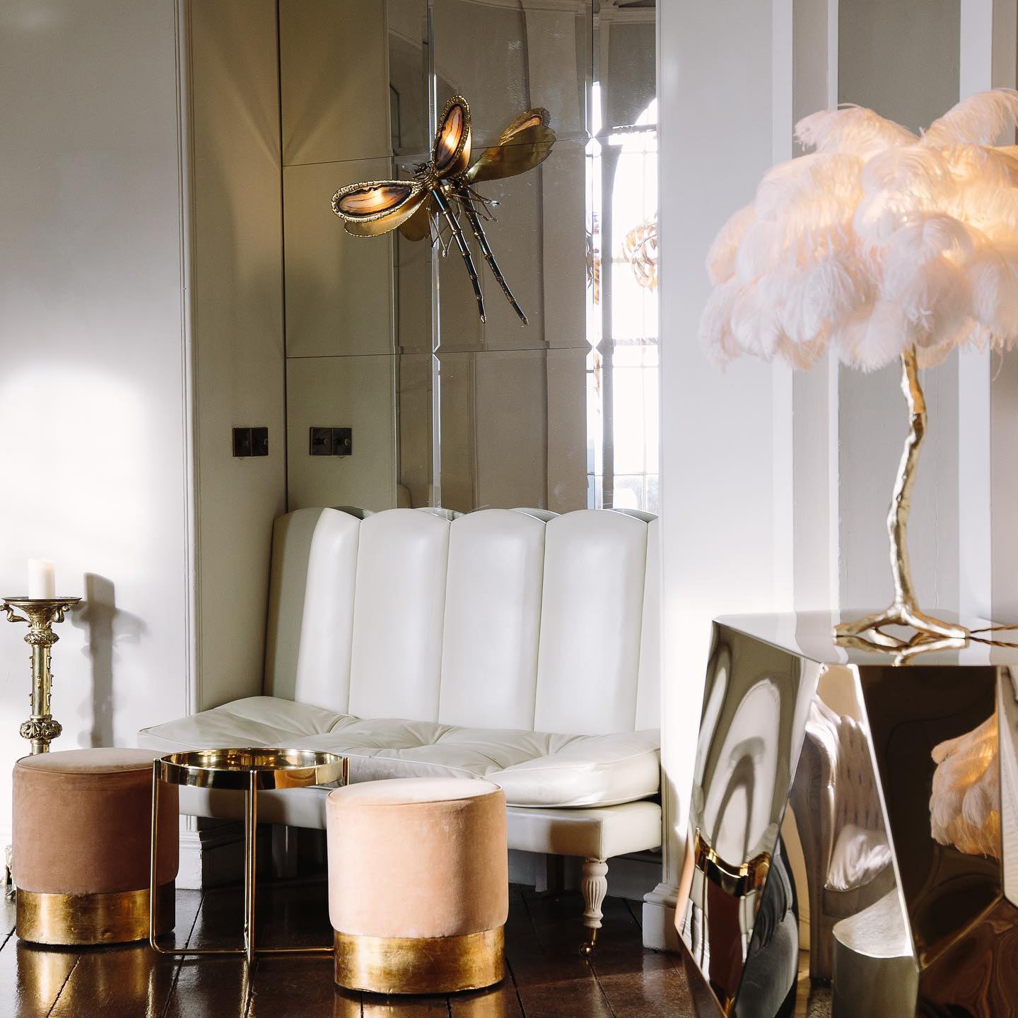 Ostrich Feather Table Lamp