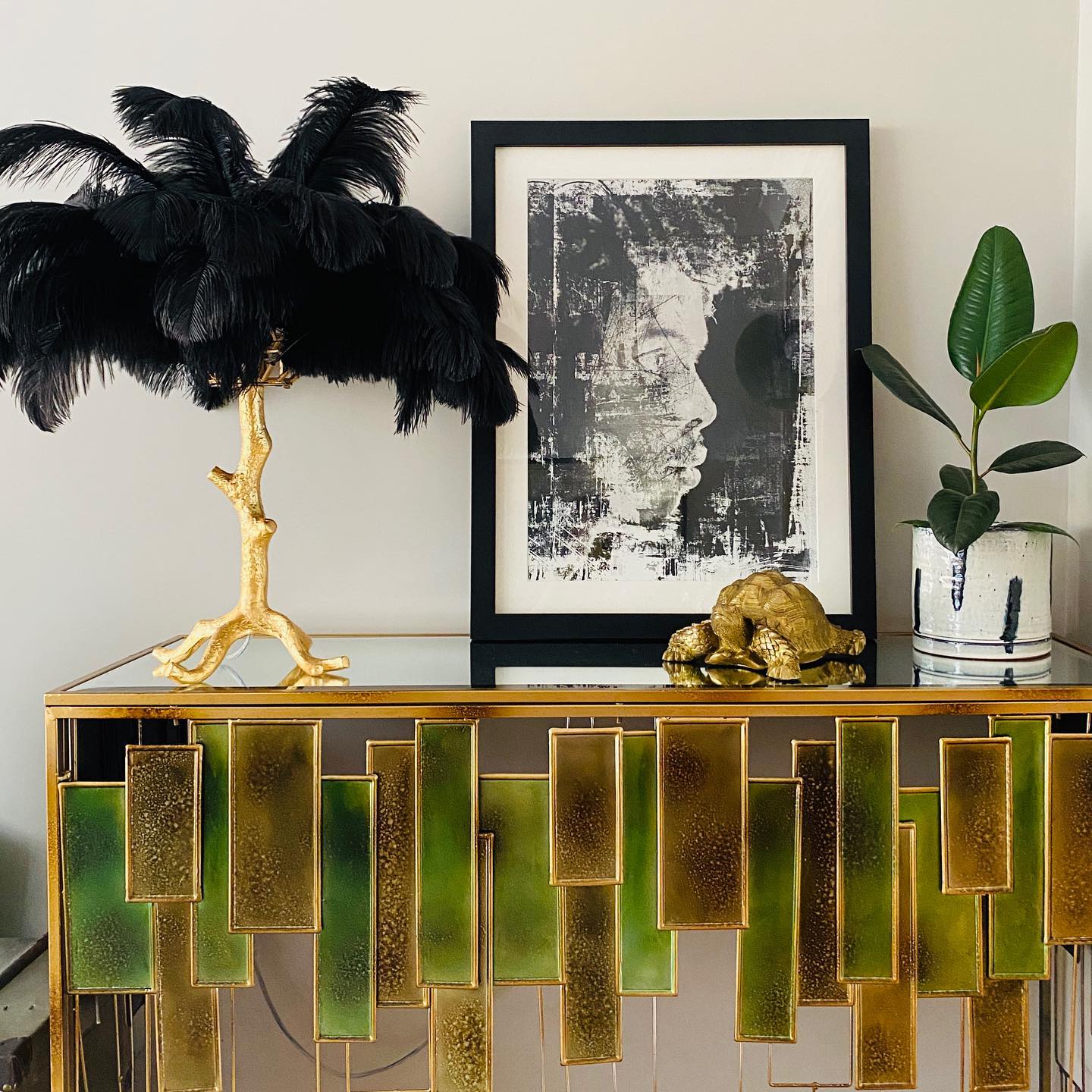 Ostrich Feather Table Lamp
