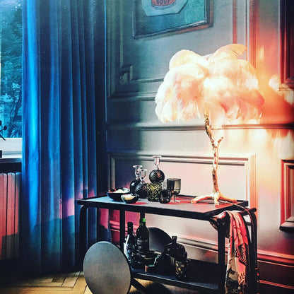 Ostrich Feather Table Lamp
