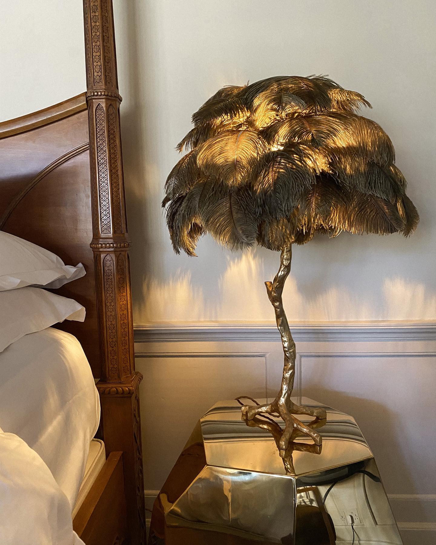Ostrich Feather Table Lamp