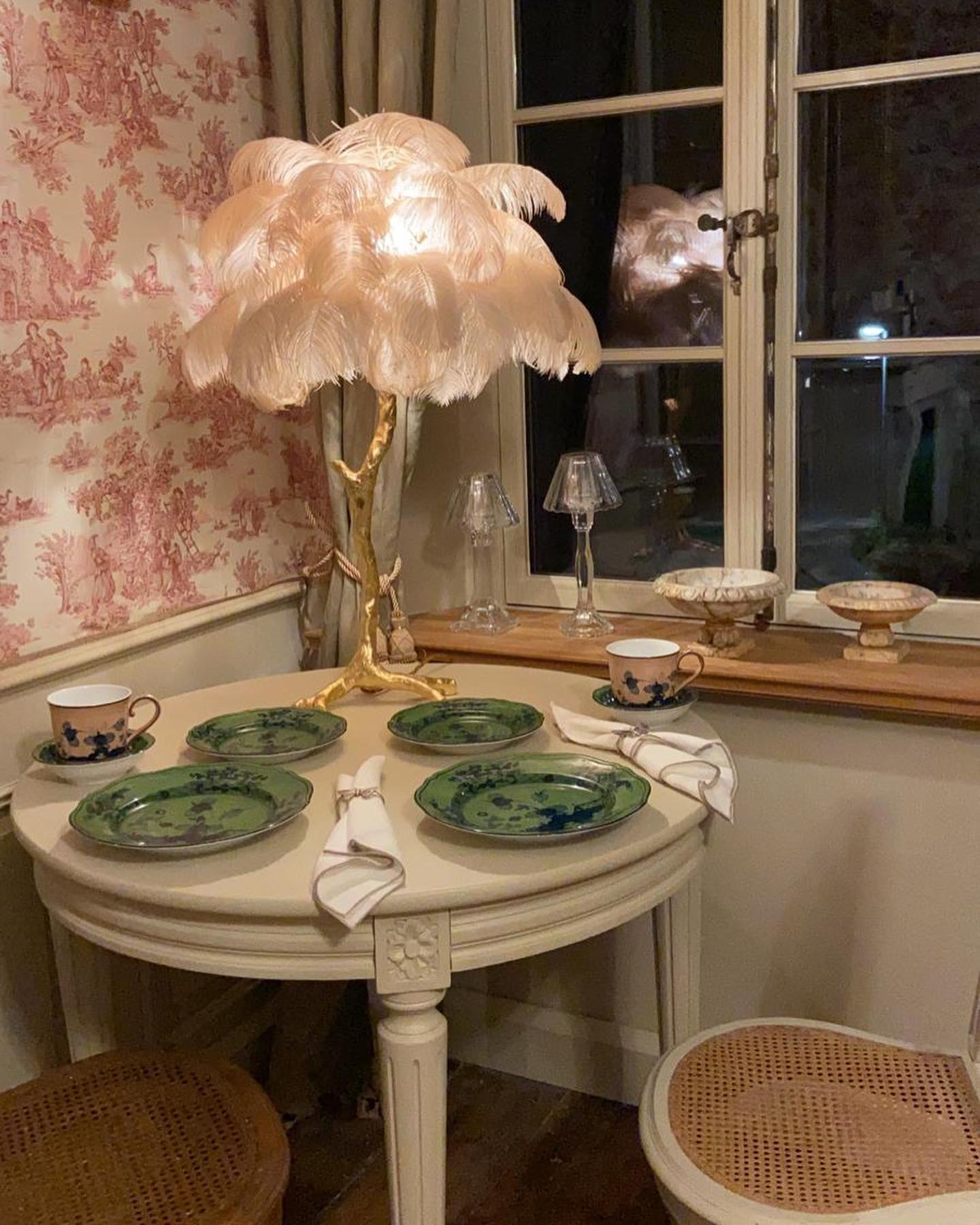 Ostrich Feather Table Lamp
