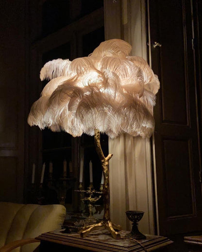 Ostrich Feather Table Lamp