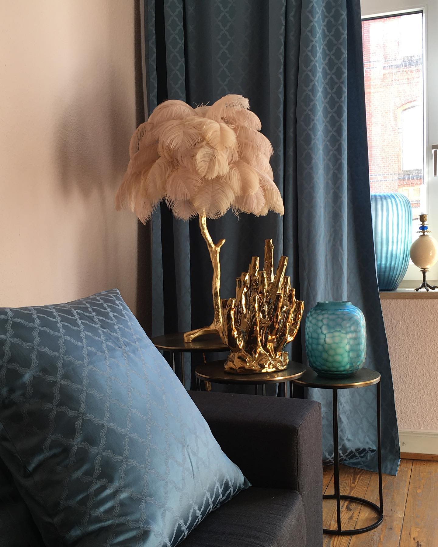 Ostrich Feather Table Lamp