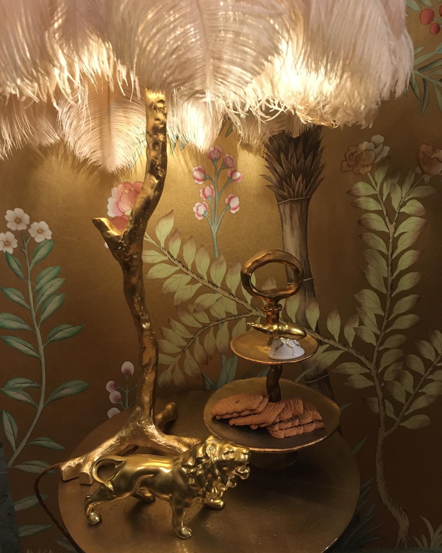 Ostrich Feather Table Lamp