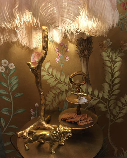 Ostrich Feather Table Lamp
